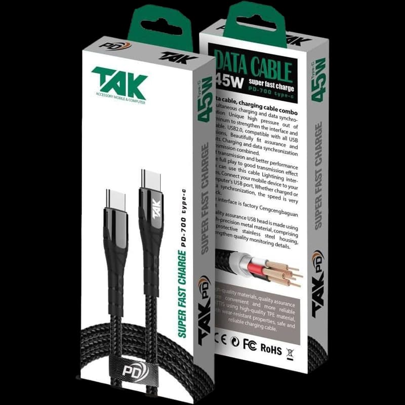 کابل تک PD700 Type-C tak | کابل شارژ سریع PD تک