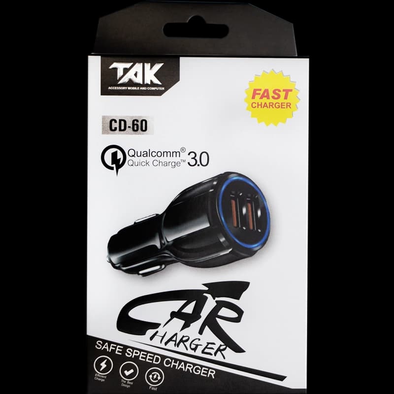شارژر فندکی تک CD60 | شارژر فست شارژ خودرو TAK