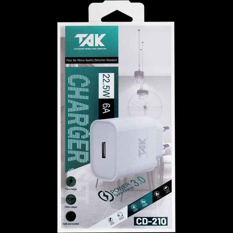آداپتور شارژ تک CD210 | شارژر دیواری فست شارژ TAK