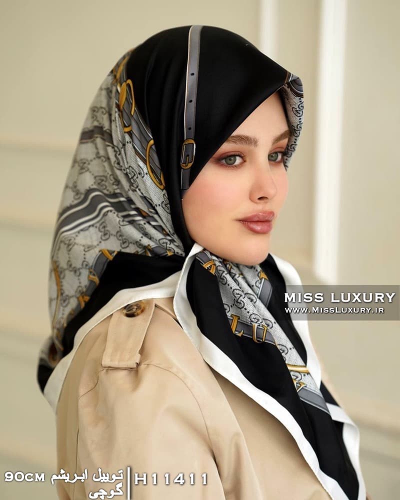 روسری توییل ابریشم گوچی مشکی H11411