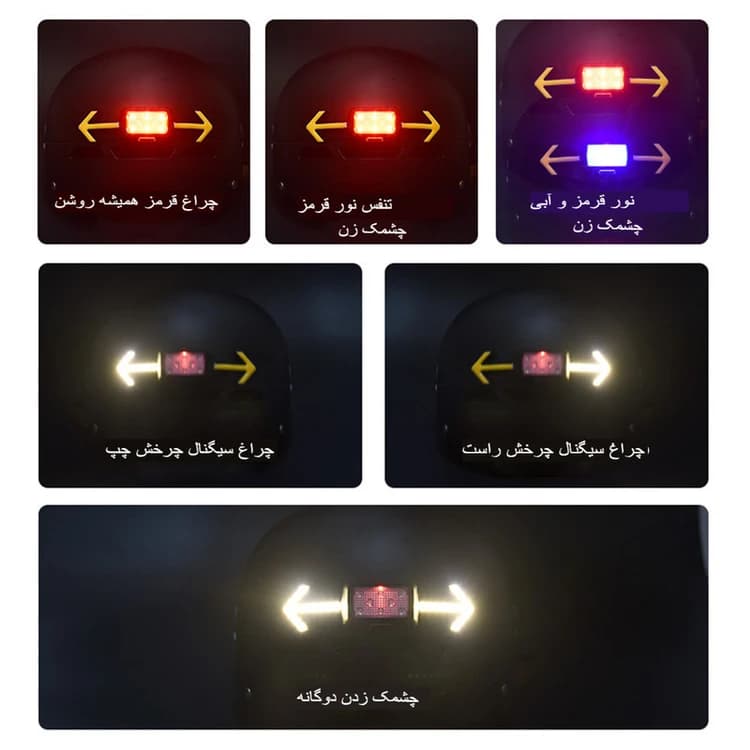 چراغ خطر کلاه ایمنی دوچرخه مدل راهنما دار بیسیم کد LY-0825 — تصویر ۴