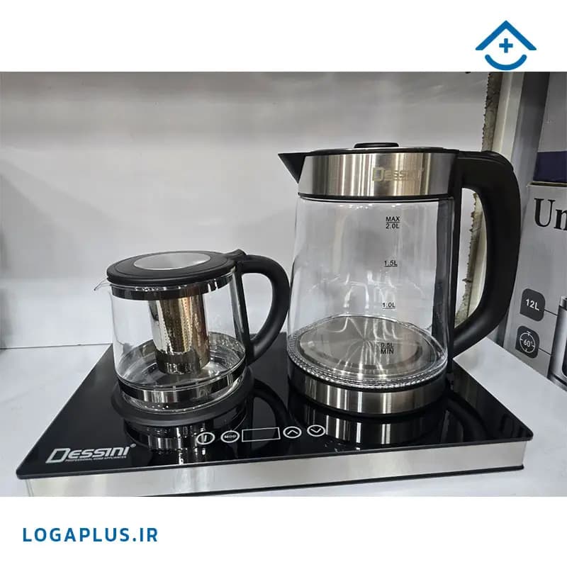 چای ساز حرفهای 2 لیتری دسینی مدل DS-2366 با کتری و قوری شیشهای پیرکس — تصویر ۲