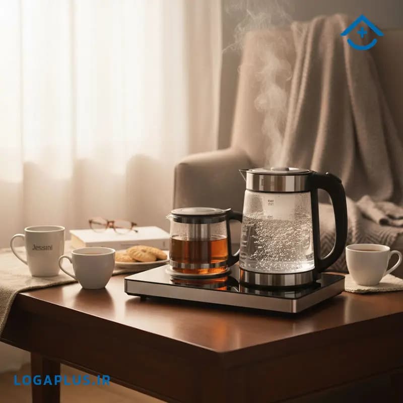 چای ساز حرفهای 2 لیتری دسینی مدل DS-2366 با کتری و قوری شیشهای پیرکس — تصویر ۵