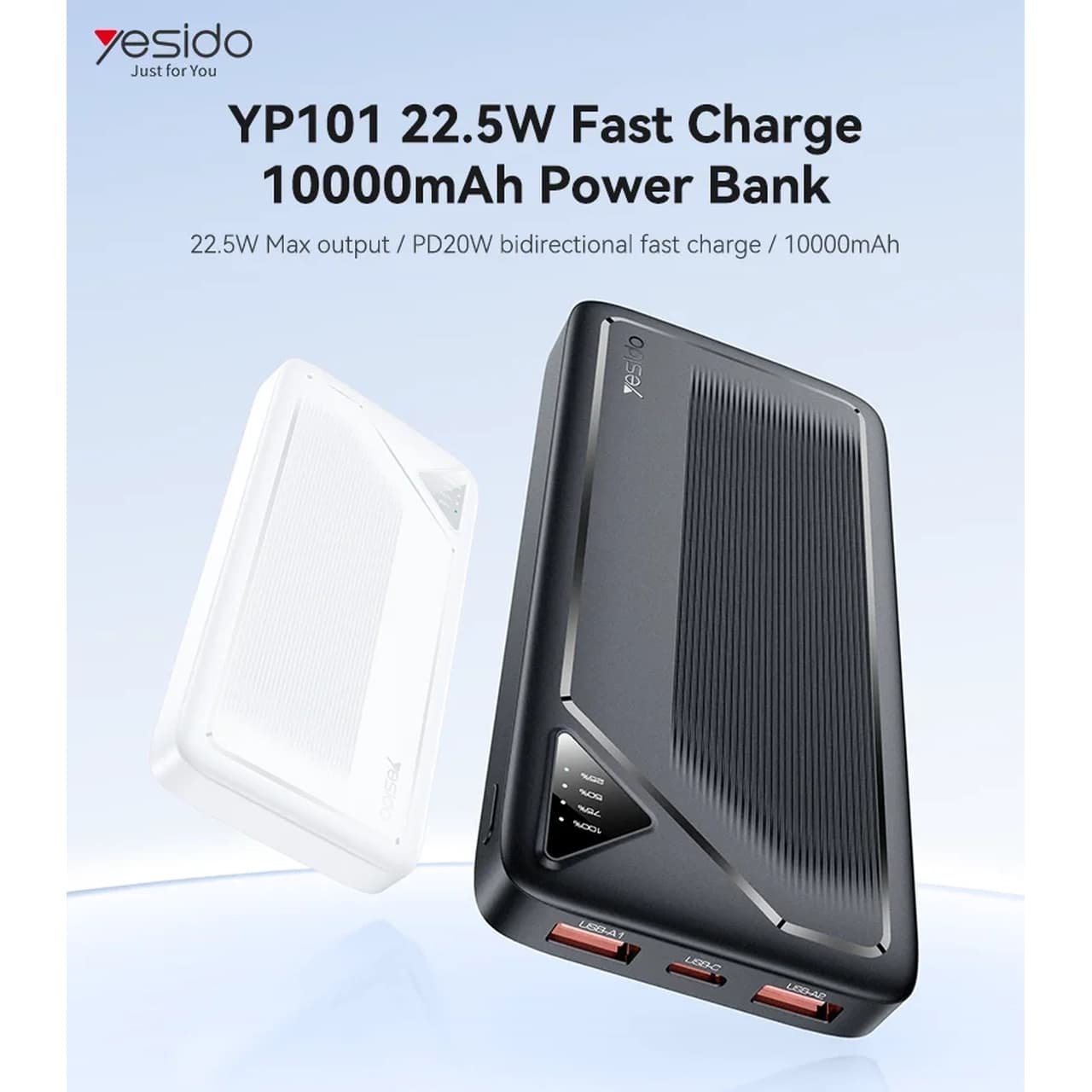 پاوربانک PD و فست شارژ Yesido 22.5W 10000mAh مدل YP101 – سفید (گارانتی شش ماه تعویض نیکان همراه) — تصویر ۹