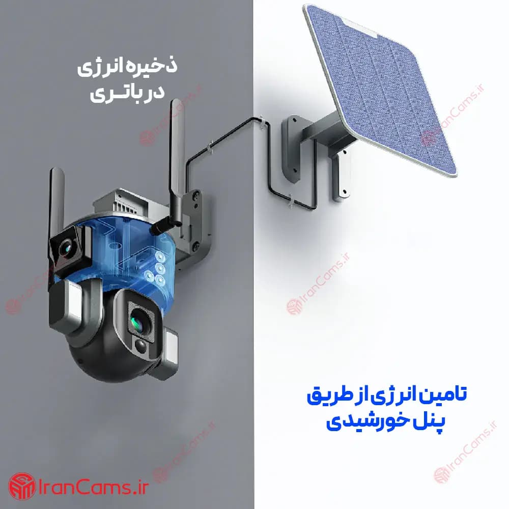 دوربین اسپید دام خورشیدی سیمکارتی 2 لنز موتورایز زوم 20X مدل Y5