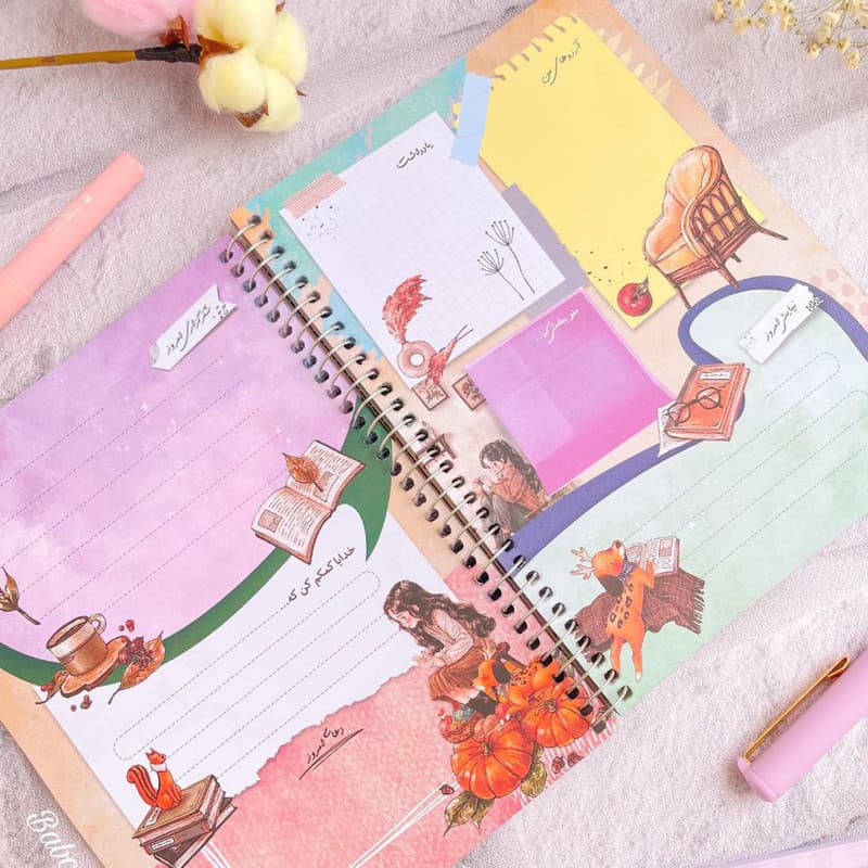 دفتر شکرگزاری 80 برگ سویل طرح دختر کتابخوان کد 7007 — تصویر ۲