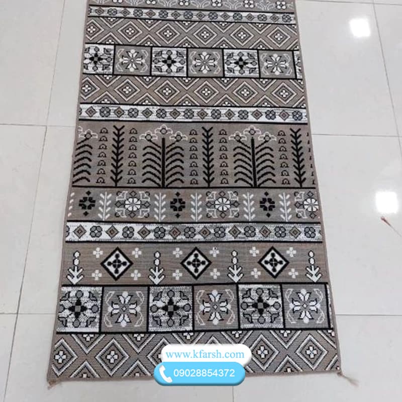 کناره گلیم متری بژ طرح سنتی کد 3260