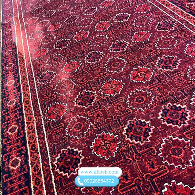 فرش کناره راهرویی طرح ترکمن قرمز 700شانه — تصویر ۲