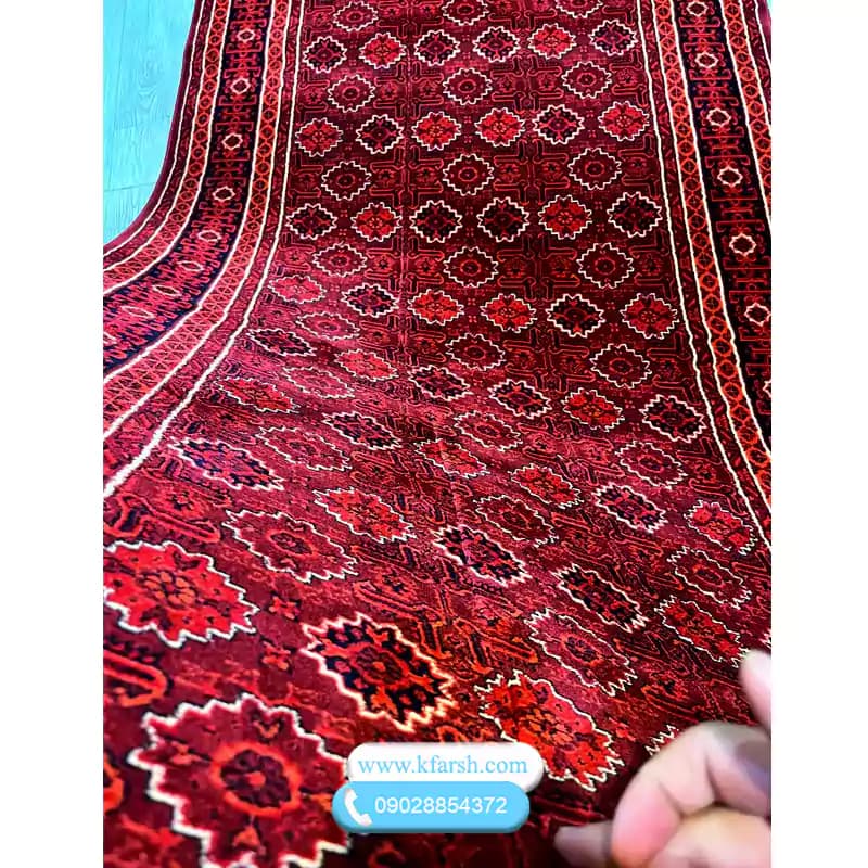 فرش کناره راهرویی طرح ترکمن قرمز 700شانه — تصویر ۳