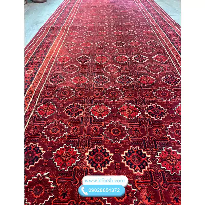 فرش کناره راهرویی طرح ترکمن قرمز 700شانه