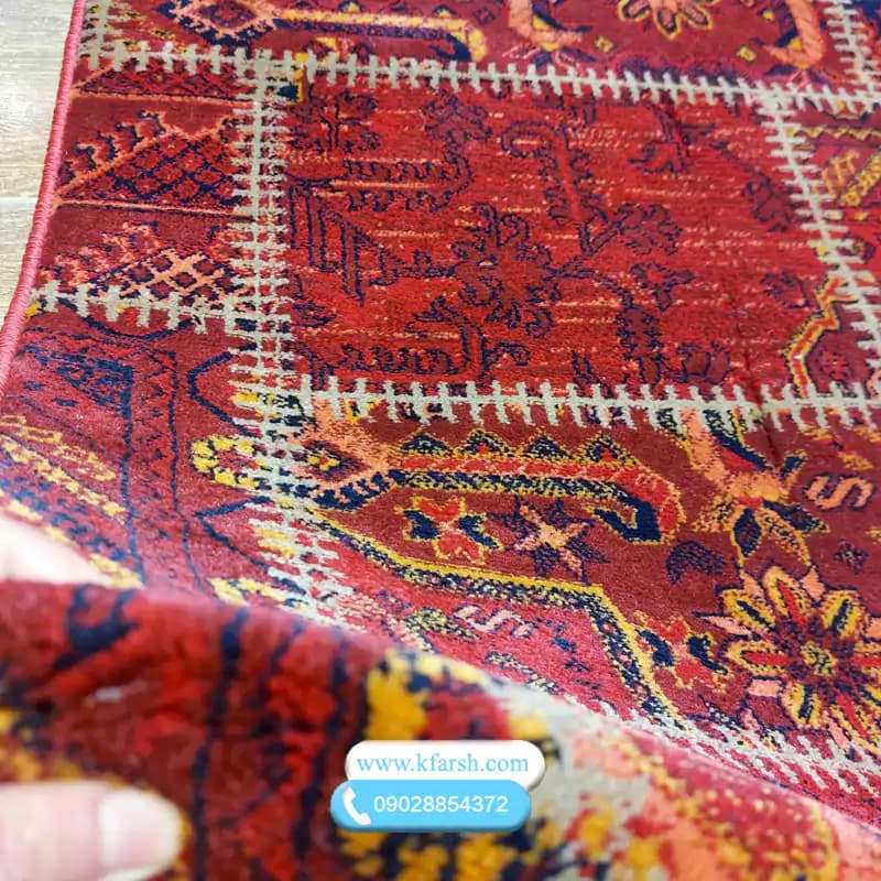 فرش کناره قرمز طرح چهل تیکه — تصویر ۵