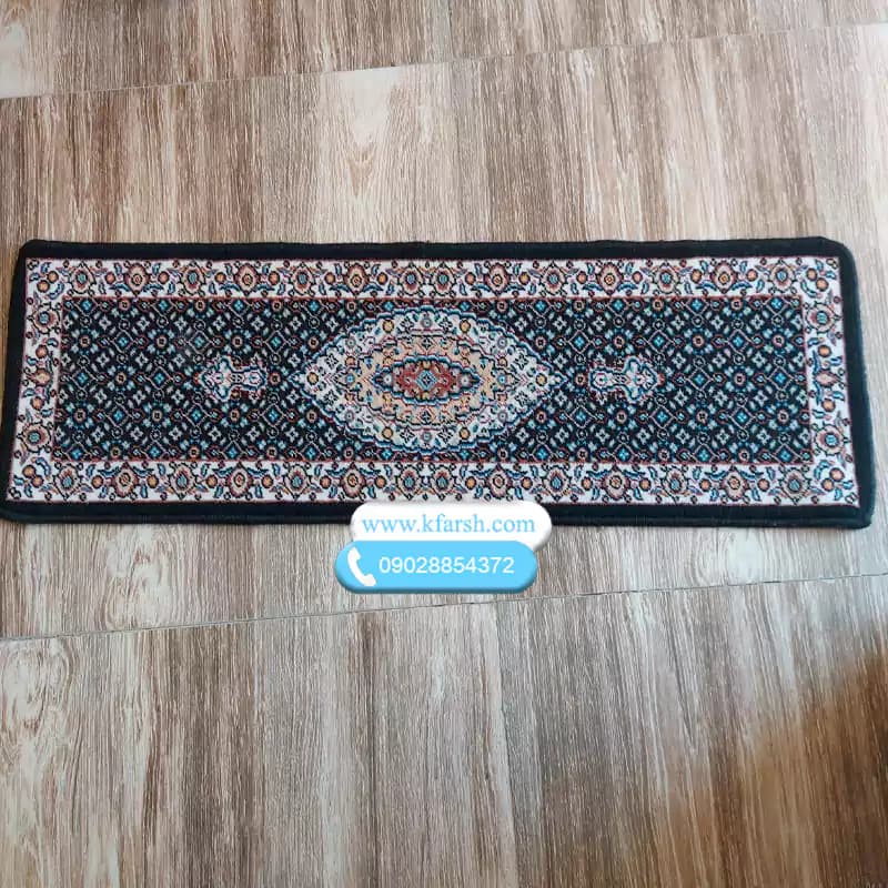 فرش پله طرح ریزماهی سرمه ای