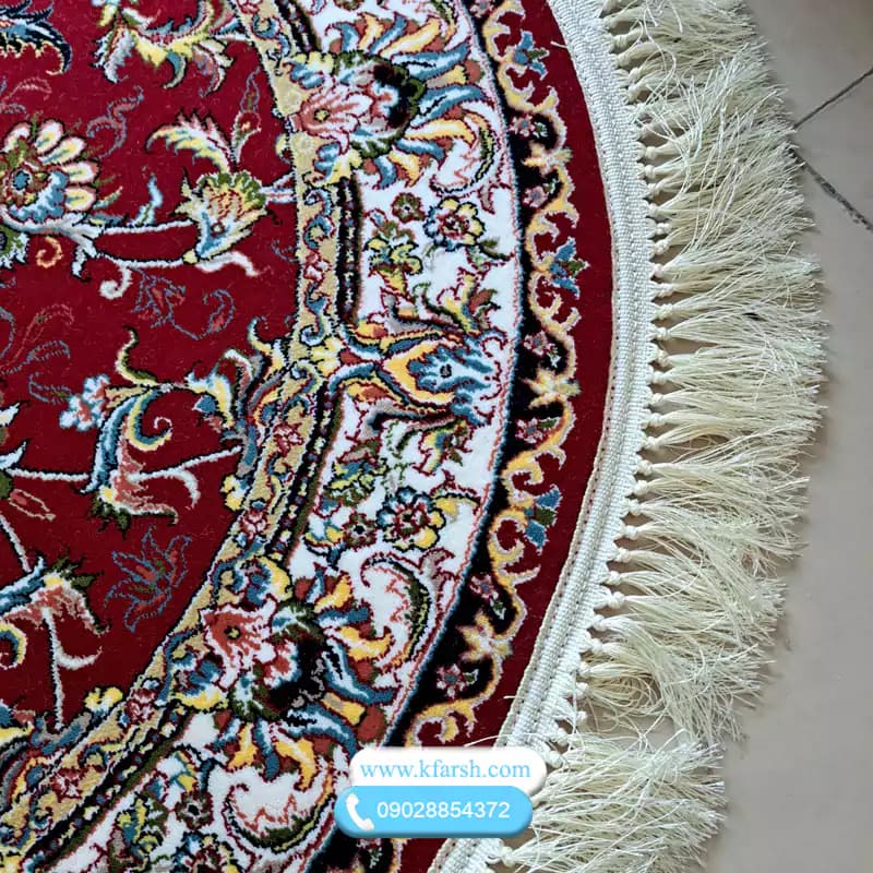 فرش گرد قرمز 700 شانه طرح افشان اکرولیک — تصویر ۲