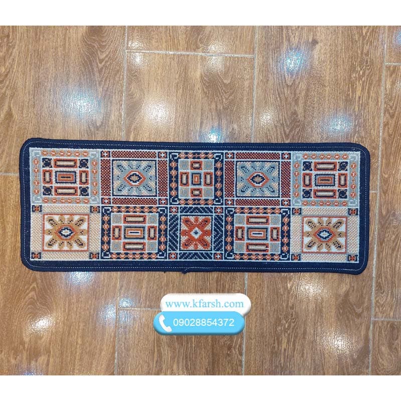 گلیم پله سرمه ای تکی 30در 100 سانت به همراه ست پاگرد کد 720