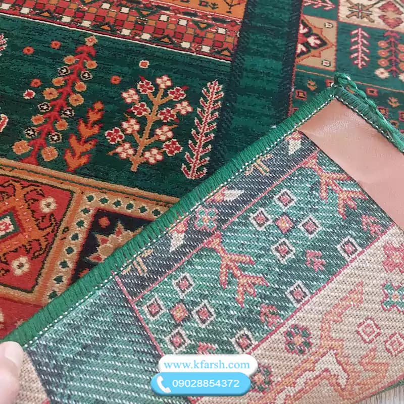فرش کناره 700شانه طرح بلوچ سبز — تصویر ۴