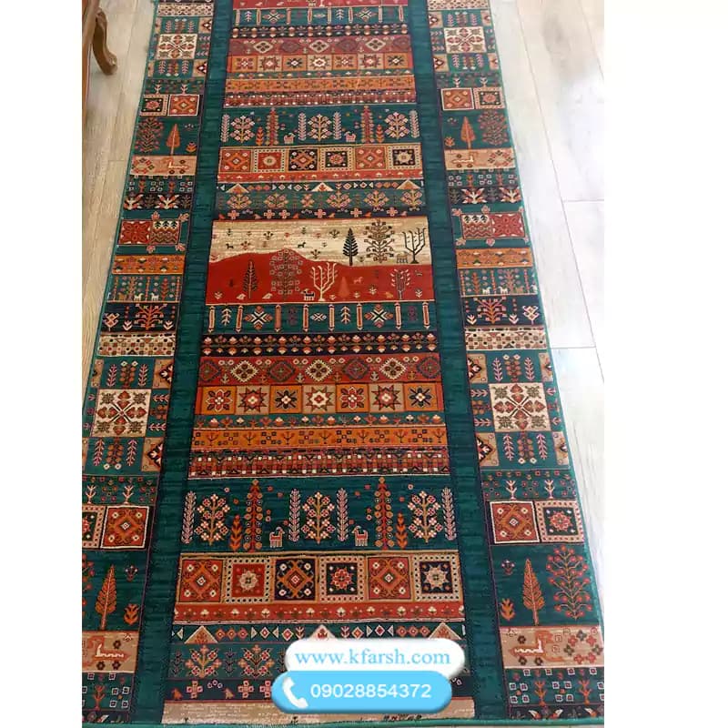 فرش کناره 700شانه طرح بلوچ سبز
