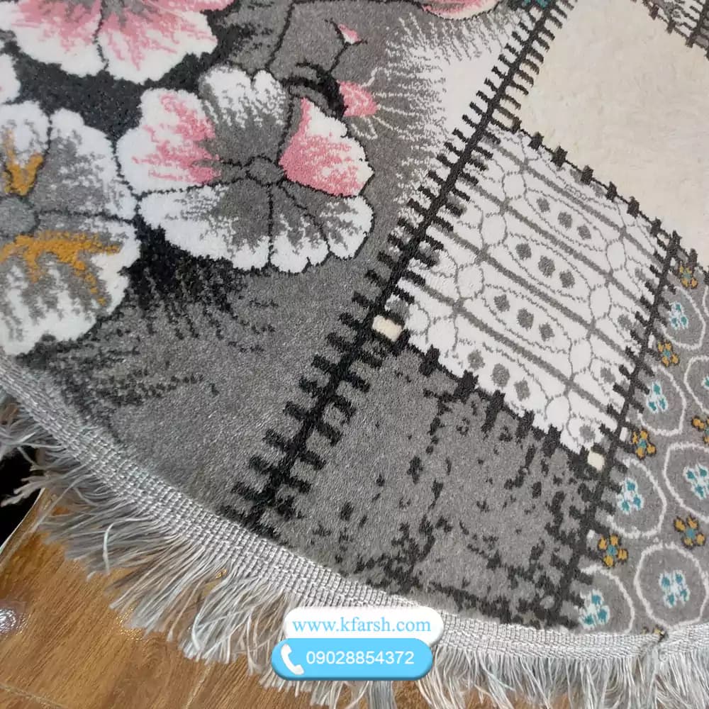 فرش گرد فانتزی طرح گل قطر 1 و 1.5 متری کد 1020 — تصویر ۲