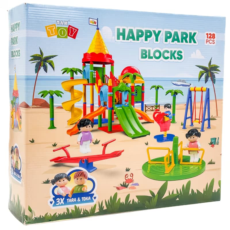 ▪️اسباب بازی فکری 128 قطعه پارک شادی برند تک توی happy park blocks