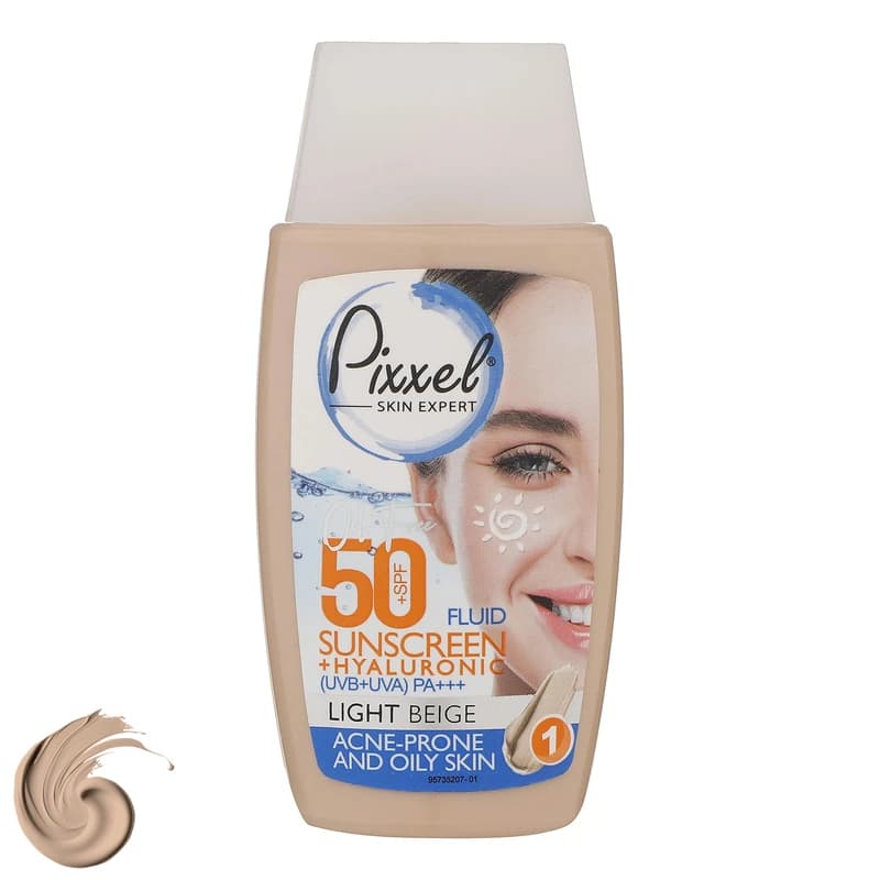 ضدآفتاب پیکسل رنگ بژ روشن Spf50 مناسب پوست چرب و جوشدار حجم 50 میل