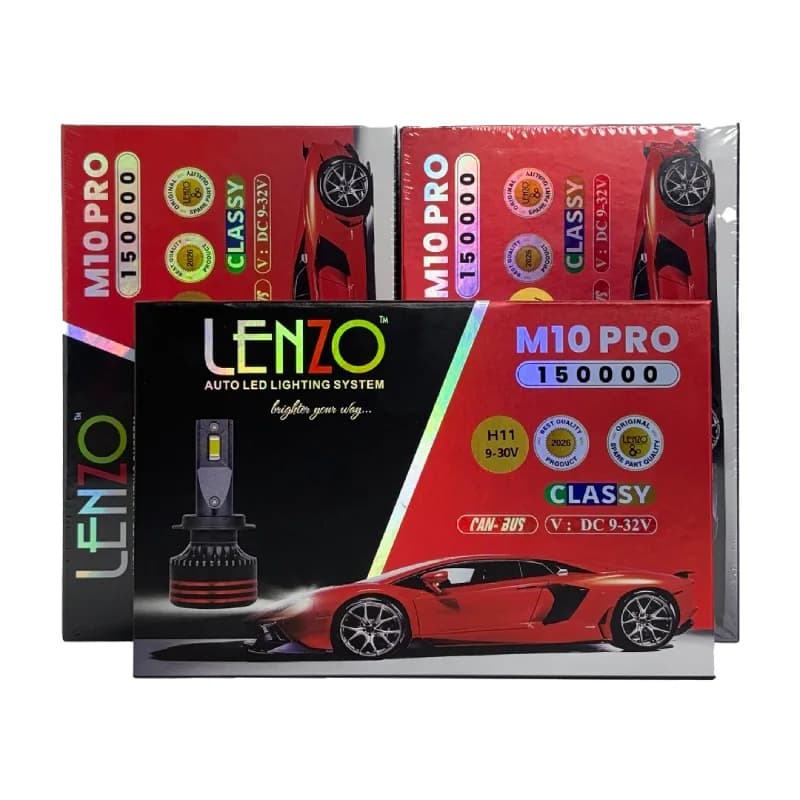 هدلایت M10 PRO پایه H11 برند لنزو 60 وات بسته 2 عددی — تصویر ۳