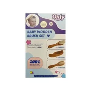 ست شانه و برس چوبی نوزاد برند only baby کد ms-10 — تصویر ۴