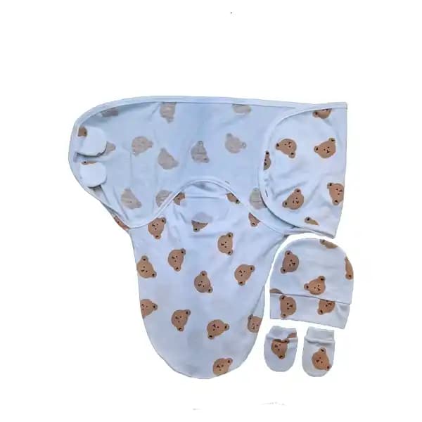 قنداق دورپیچ نوزاد طرح خرس برند بی بی 4 لایف baby 4 life کد 8411 — تصویر ۲
