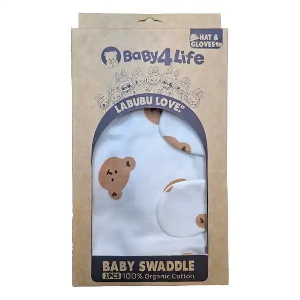قنداق دورپیچ نوزاد طرح خرس برند بی بی 4 لایف baby 4 life کد 8411 — تصویر ۳