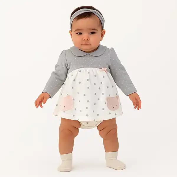 پیراهن فانتزی نوزادی دخترانه طرح لیتل کیتی little kitty برند دانالو danaloo