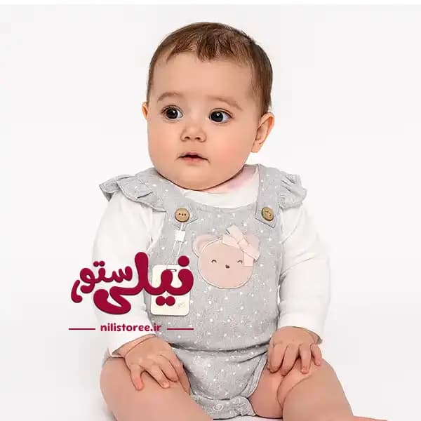 زیر دکمه آستین بلند فانتزی نوزادی دخترانه طرح لیتل کیتی little kitty برند دانالو danaloo