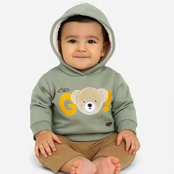 ست هودی و شلوار طرح خرس برند مون بیبی Moon Baby سبز
