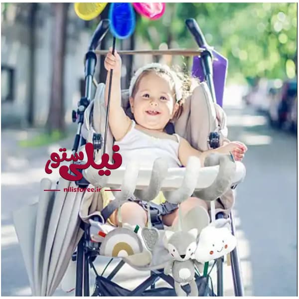 آویز تخت مارپیچ جغجغه ای و دندانگیر نوزاد طرح روباه و ابر برند Aipinqi — تصویر ۲