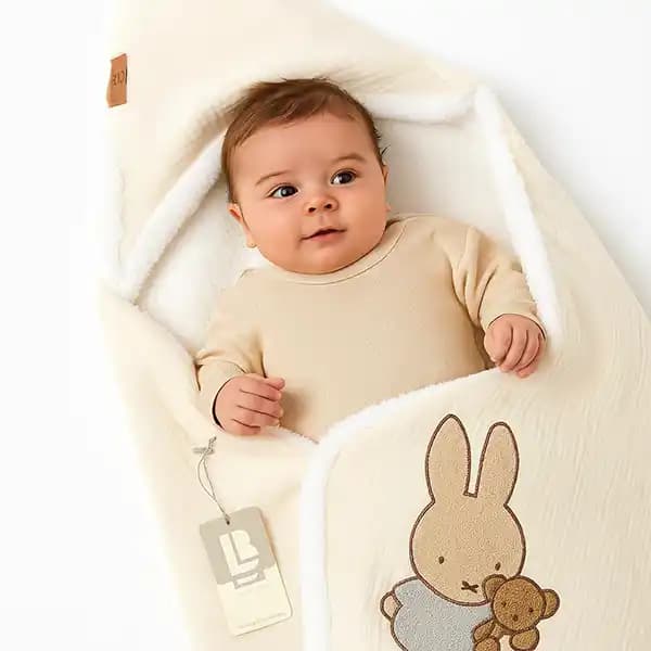 پتو کلاه دار نوزاد طرح خرس و خرگوش برند بیبی لایک Baby like — تصویر ۲