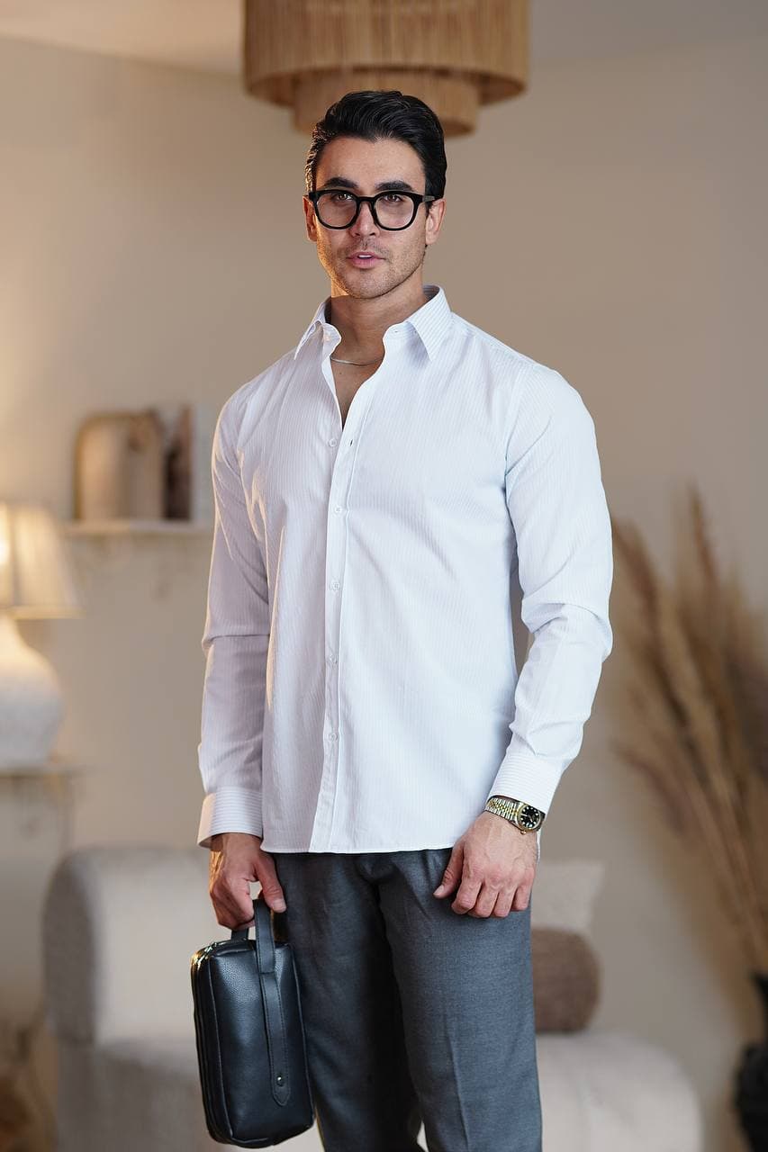 پیراهن Bvlgari سفید آبی روشن کد 11152B