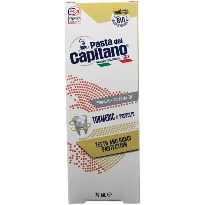 خمیردندان پاستا دل کاپیتانو با عصاره زردچوبه و بره‌ موم (Turmeric & Propolis) حجم 75 میلی لیتر — تصویر ۶