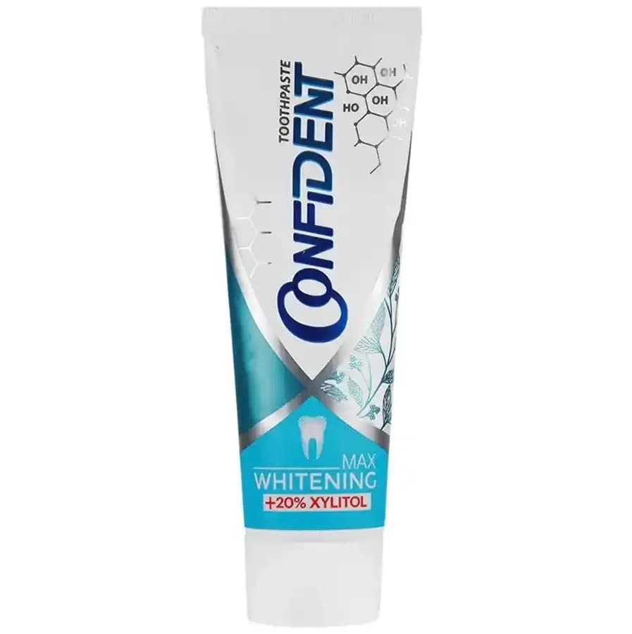 خمیر دندان کانفیدنت مدل سفیدکننده Whitening Max – حاوی زایلیتول ۲۰٪ و هیدروکسی‌آپاتیت(ضد پوسیدگی و تقویت‌ کننده مینای دندان)
