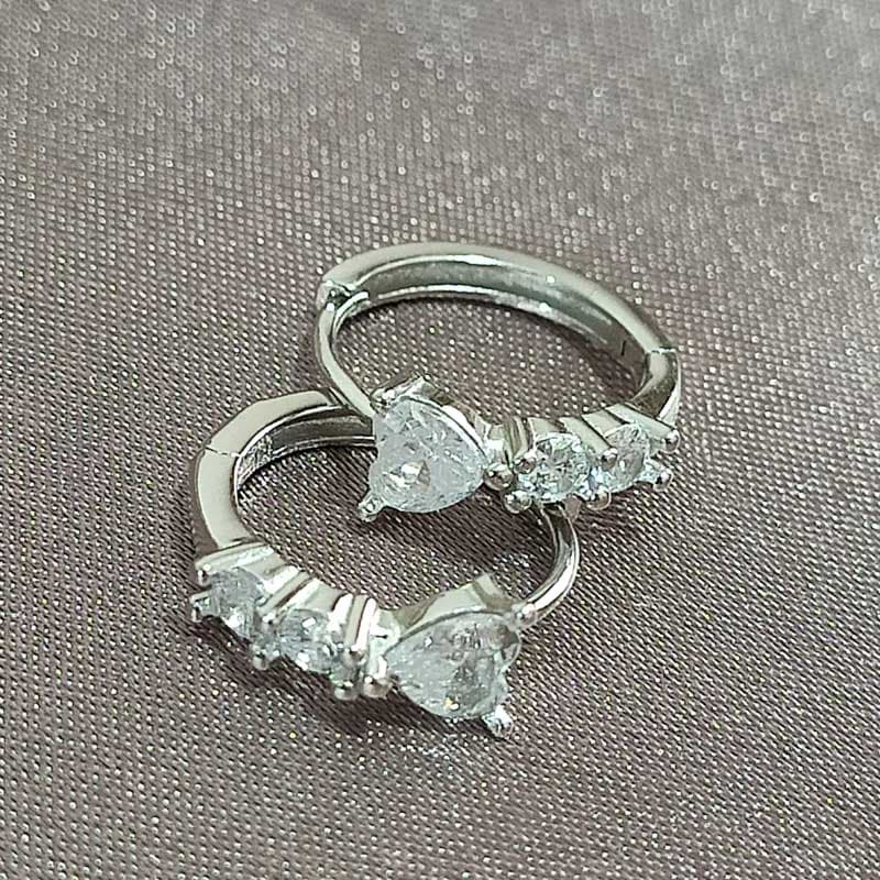 گوشواره نقره حلقه ای مدل قلب کد 107