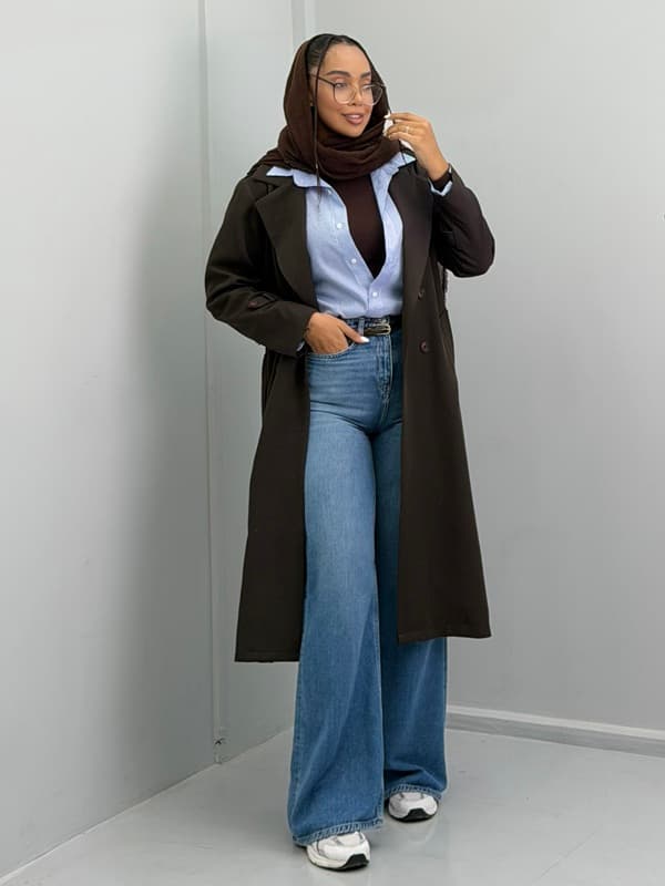 کت زنانه بلند مازراتی آستر دار 010378 — تصویر ۶