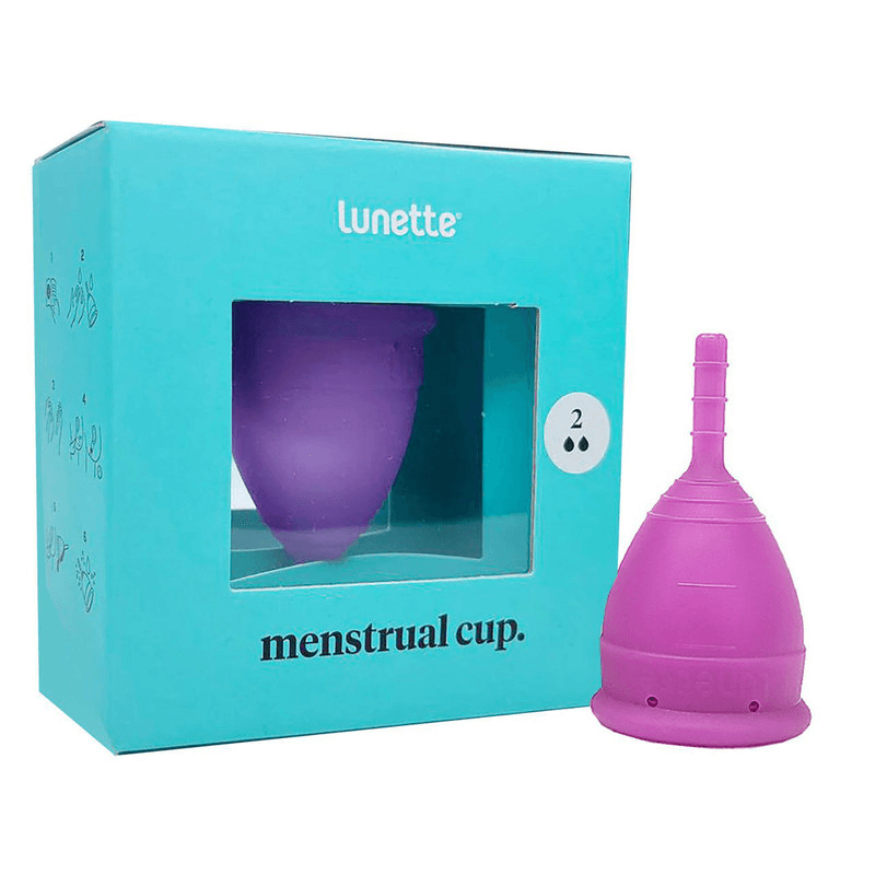 کاپ قاعدگی لونت Lunette مدل 2 رنگ بنفش مناسب خونریزی متوسط تا شدید