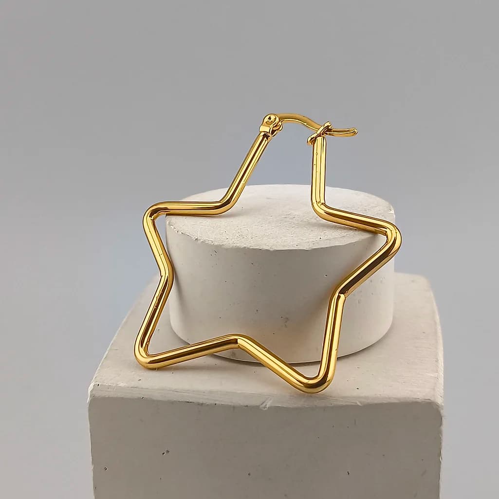 گوشواره استیل زنانه طرح ستاره سایز بزرگ — تصویر ۲
