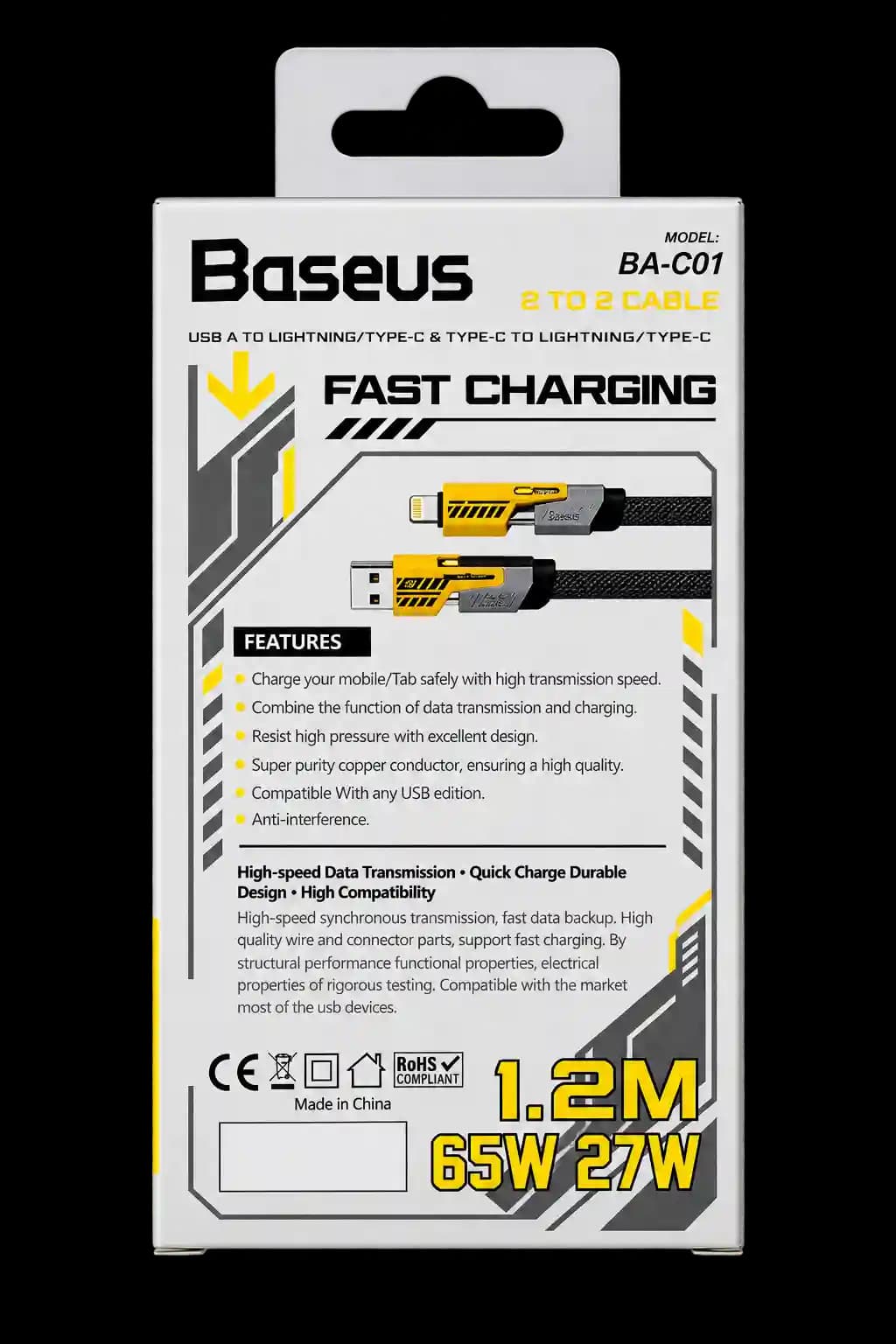 کابل ۲ به ۲ بیسوس مدل BA-C01 (Baseus BA-C01 2 TO 2 CABLE) — تصویر ۲