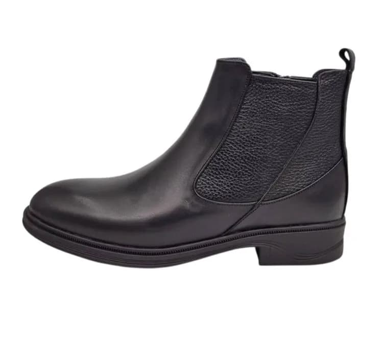 نیم بوت طبی مردانه چرم ریباری مدل Z11 رنگ مشکی