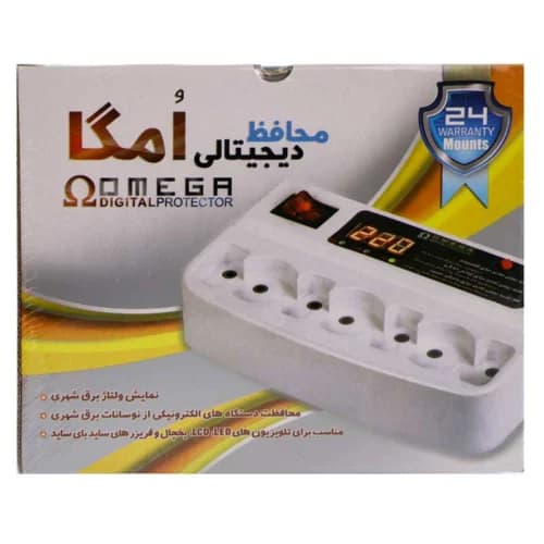 محافظ برق تلویزیون و یخچال و فریزر 7 خانه امگا با کابل 3 متری — تصویر ۵