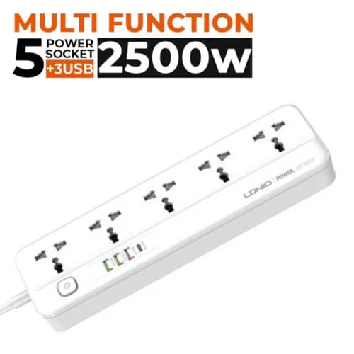 چند راهی 5 خانه الدینیو SC5415 با کابل 2 متری + شارژر USB و Type-C — تصویر ۴