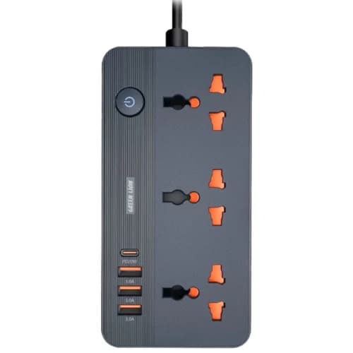 چند راهی 3 خانه گرین لاین GS-200 GNGS200PSBK با کابل 2 متری + شارژر USB و Type-C
