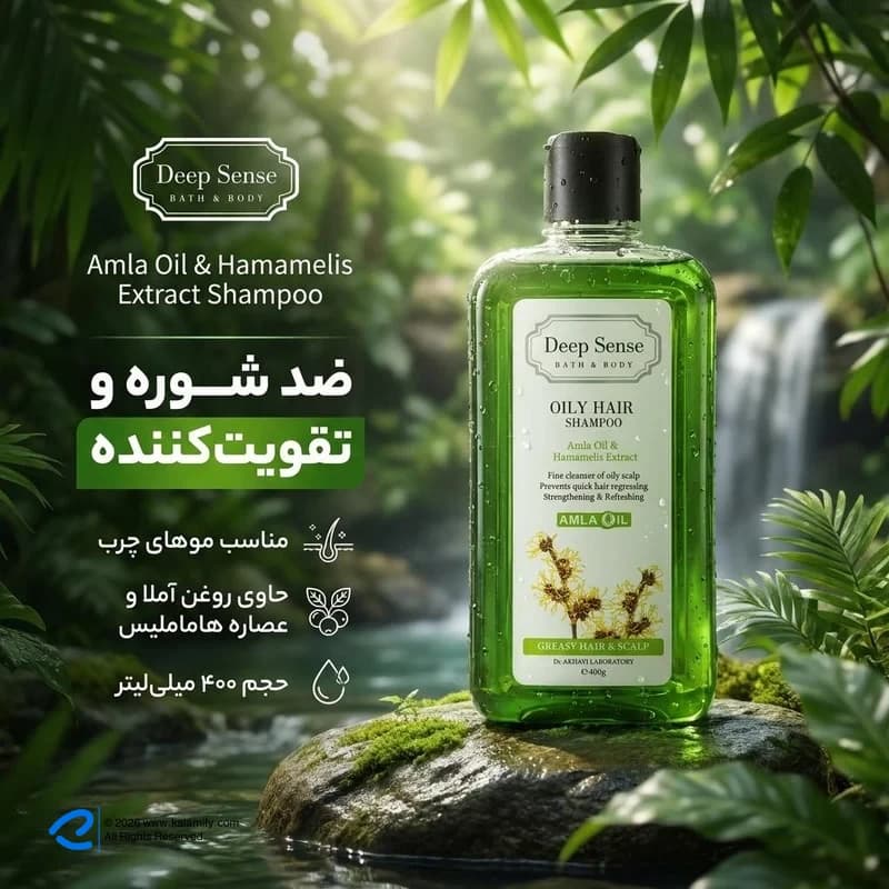 شامپو مو دیپ سنس مدل Amla حجم 400 میلی‌لیتر با خاصیت تقویت‌کنندگی و ضد شوره مناسب پوست سر چرب و مستعد شوره — تصویر ۲