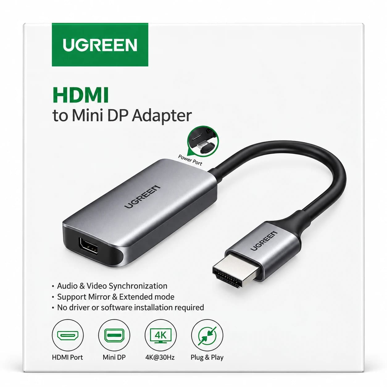 مبدل یوگرین مدل UGREEN HDMI To Mini DisplayPort Adapter CM239 — تصویر ۲