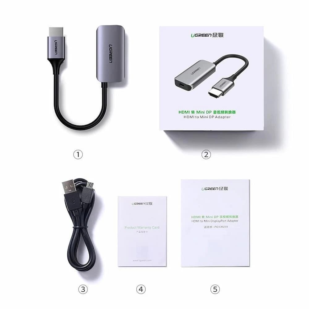 مبدل یوگرین مدل UGREEN HDMI To Mini DisplayPort Adapter CM239 — تصویر ۳