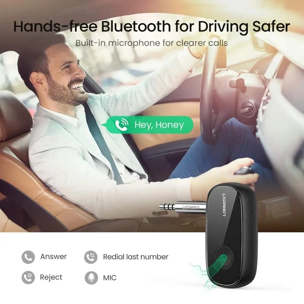 دانگل بلوتوث یوگرین مدل UGREEN Bluetooth 5.0 Aux Car Adapter CM279 — تصویر ۵
