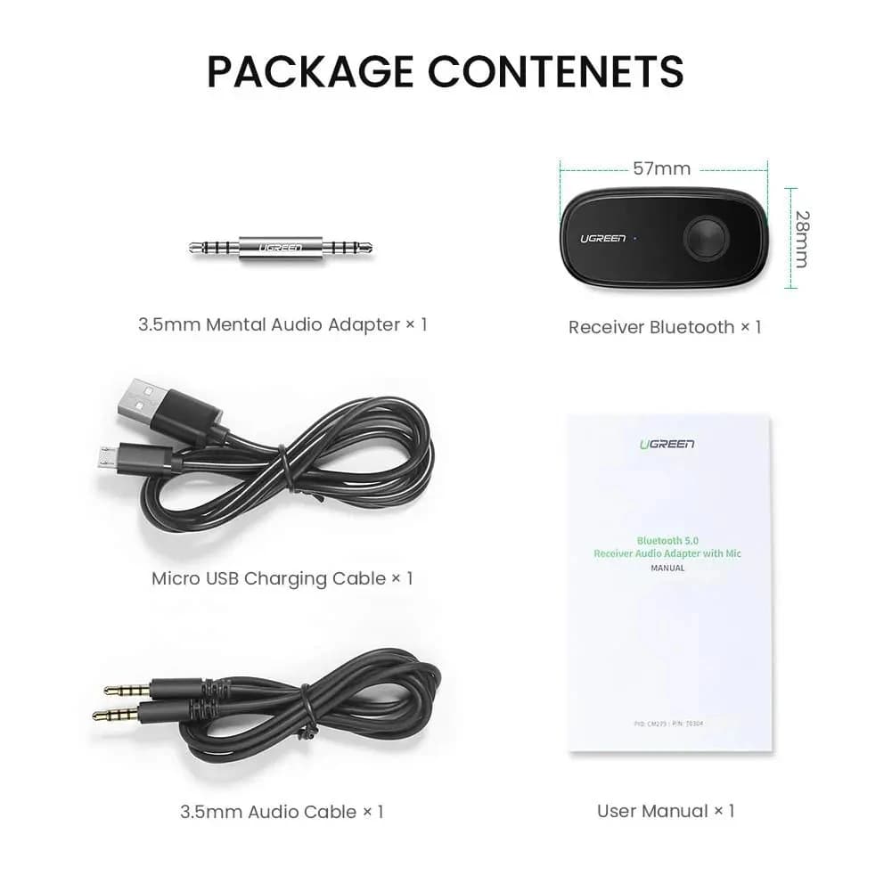 دانگل بلوتوث یوگرین مدل UGREEN Bluetooth 5.0 Aux Car Adapter CM279 — تصویر ۳