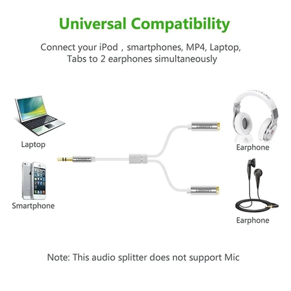 کابل صدا یوگرین مدل UGREEN AUX 3.5mm Male to Dual AUX 3.5mm Female AV123 — تصویر ۶